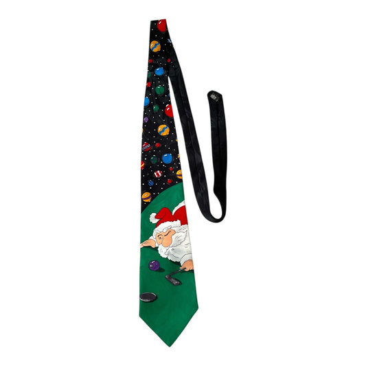 Vintage Hallmark Christmas Necktie Santa Playing Pool Holiday Novelty Tie