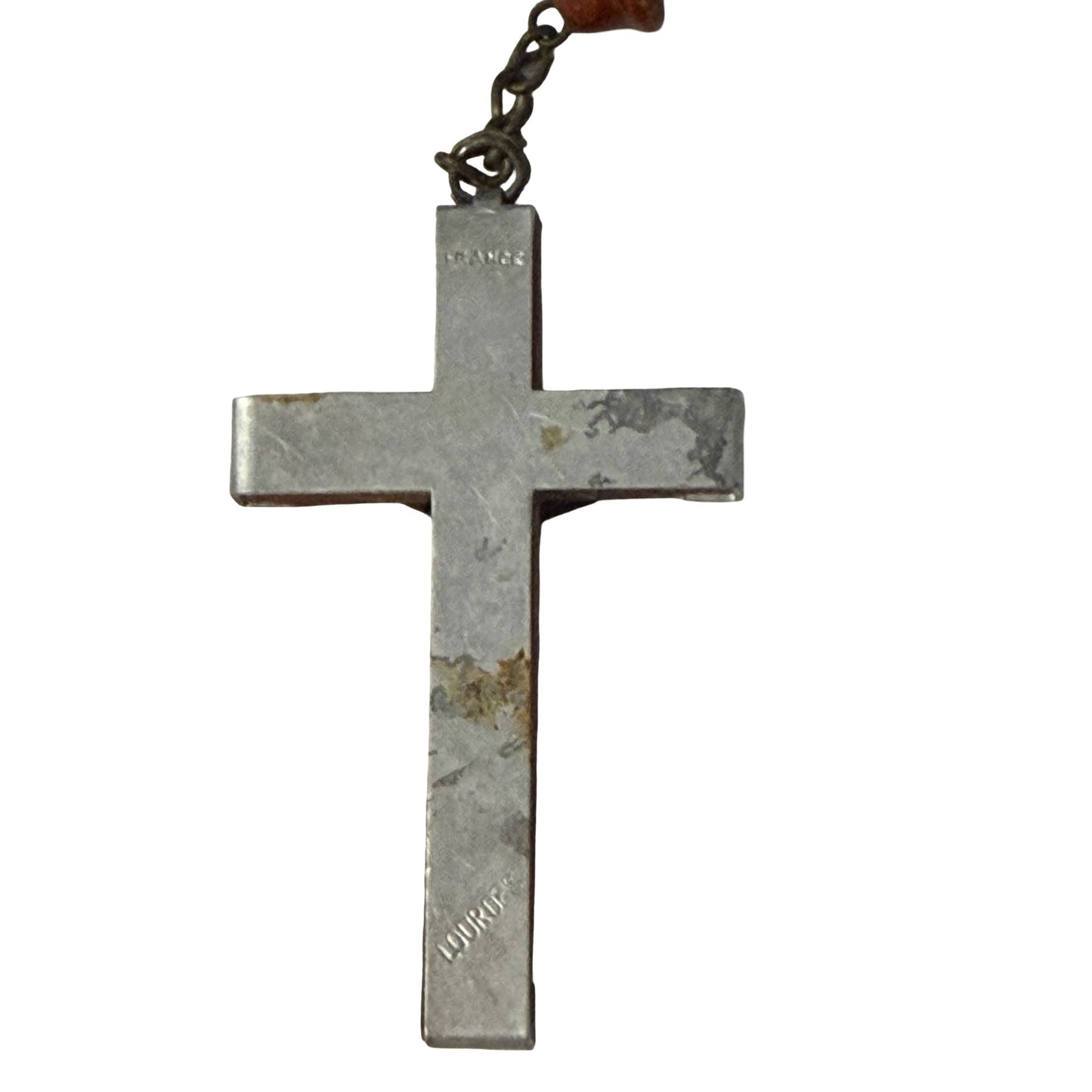 Vintage French Lourdes Wood Rosary Necklace Catholic Crucifix Religious Prayer Beads