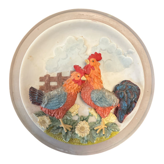 Vintage Rooster Wall Plaque Round Farmhouse Country Decor 7.5 Inch