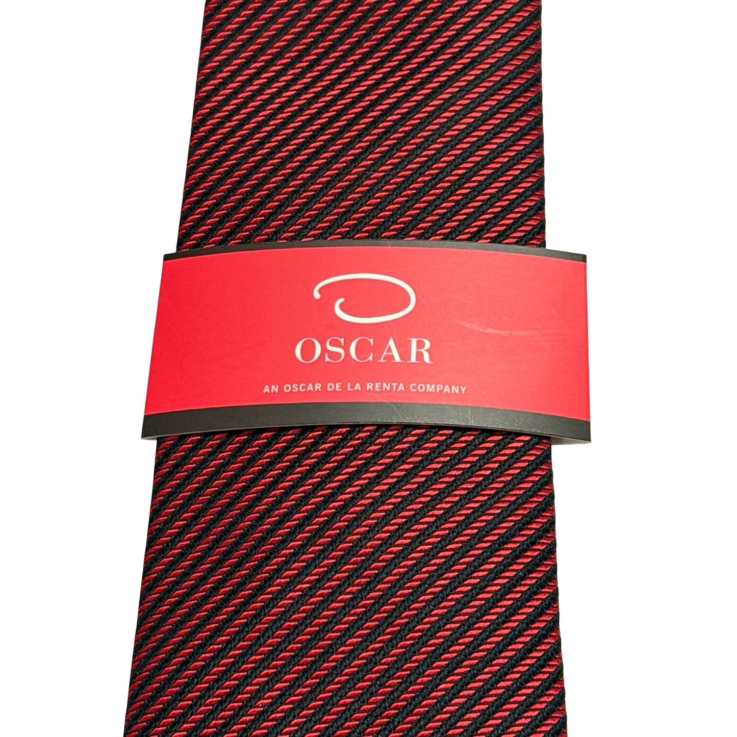 Oscar de la Renta Oscar Red Black Striped Silk Necktie New With Tag