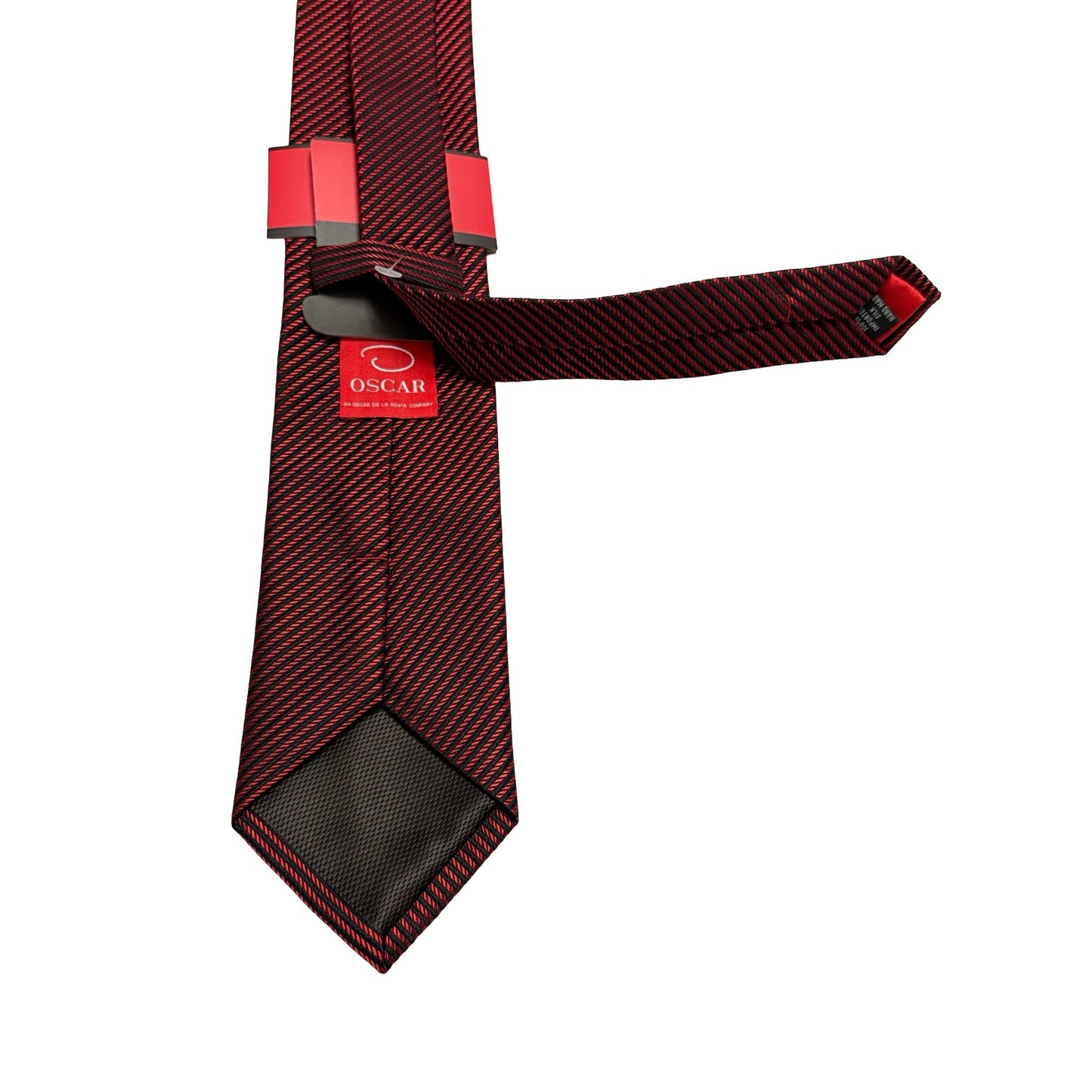 Oscar de la Renta Oscar Red Black Striped Silk Necktie New With Tag