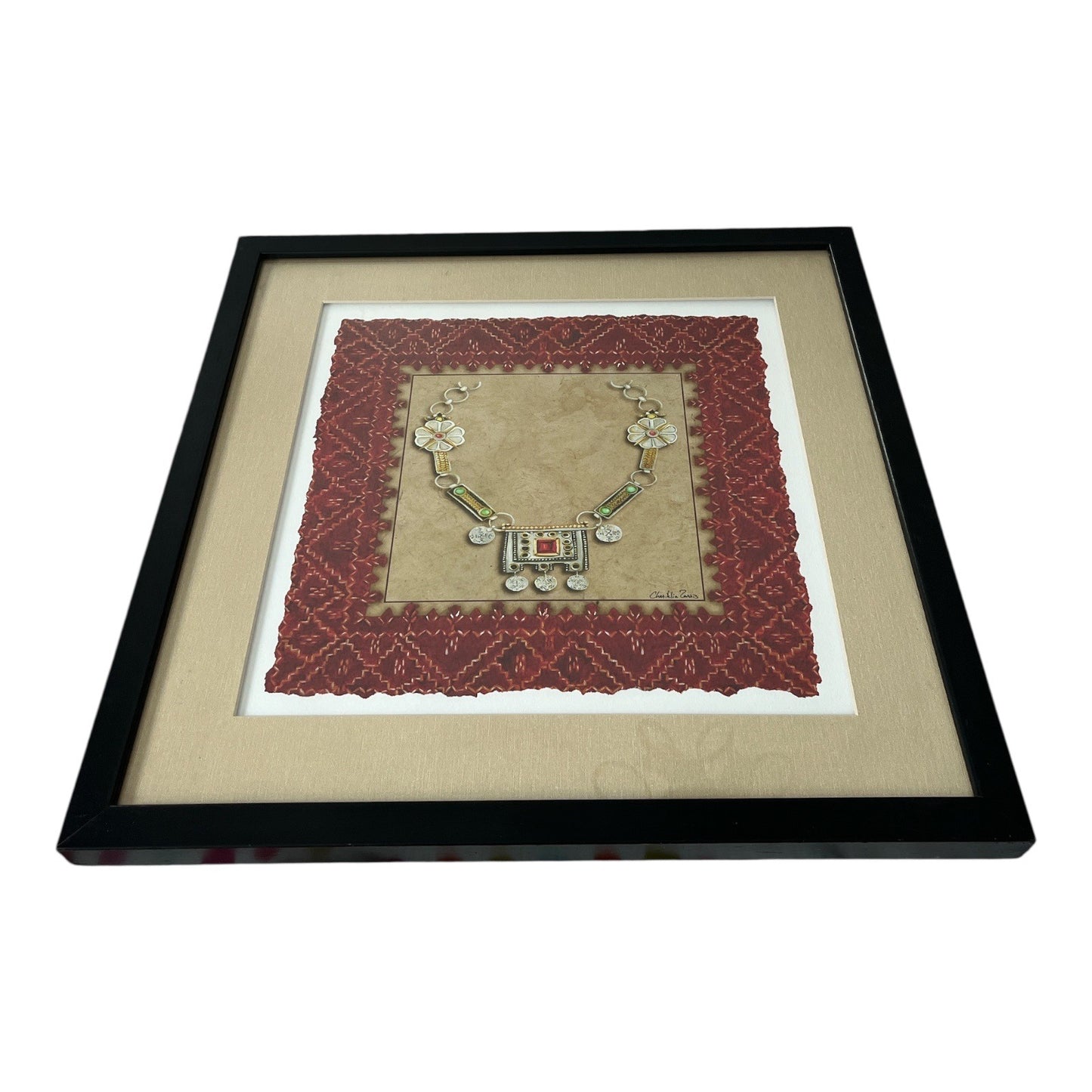 Chariklia Zarris Framed Art Print – Ethnic Style Necklace Design – 21.5”