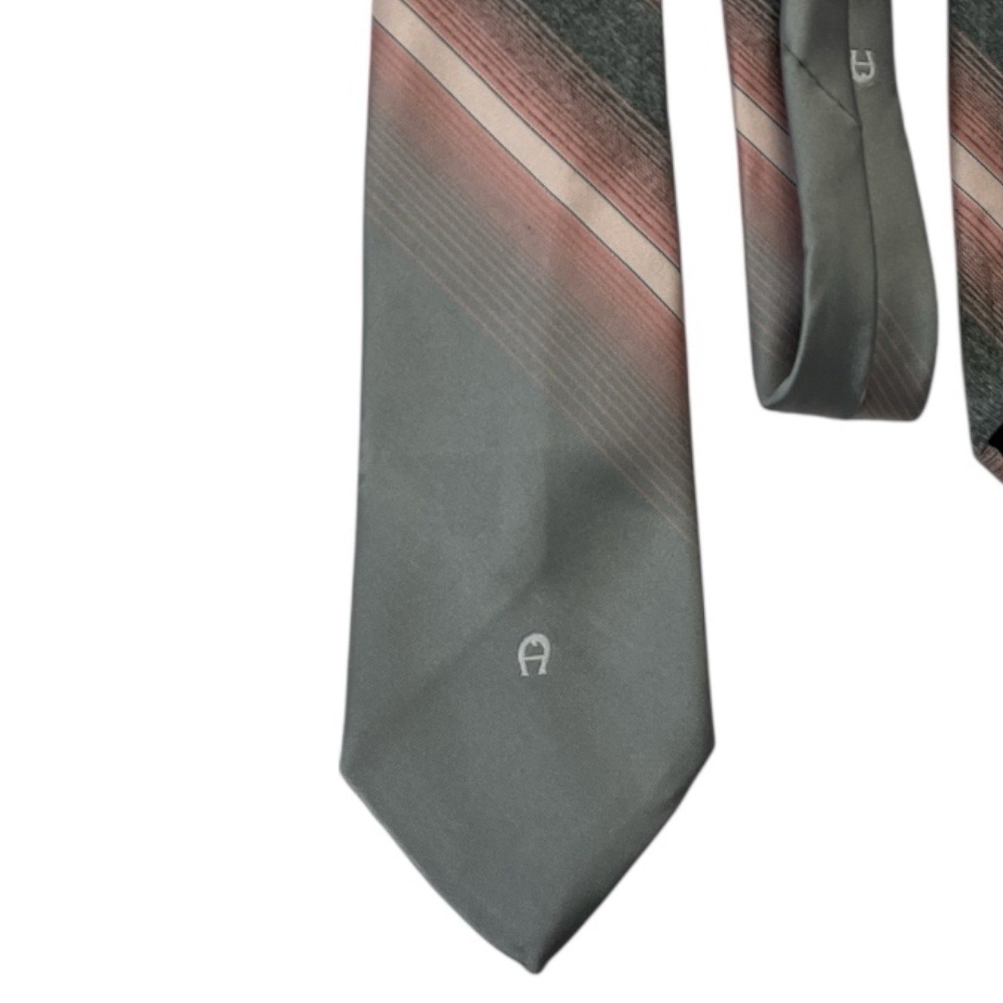 Vtg Etienne Aigner Men’s Tie – 1976 Gray Red Striped Necktie, 55” Long