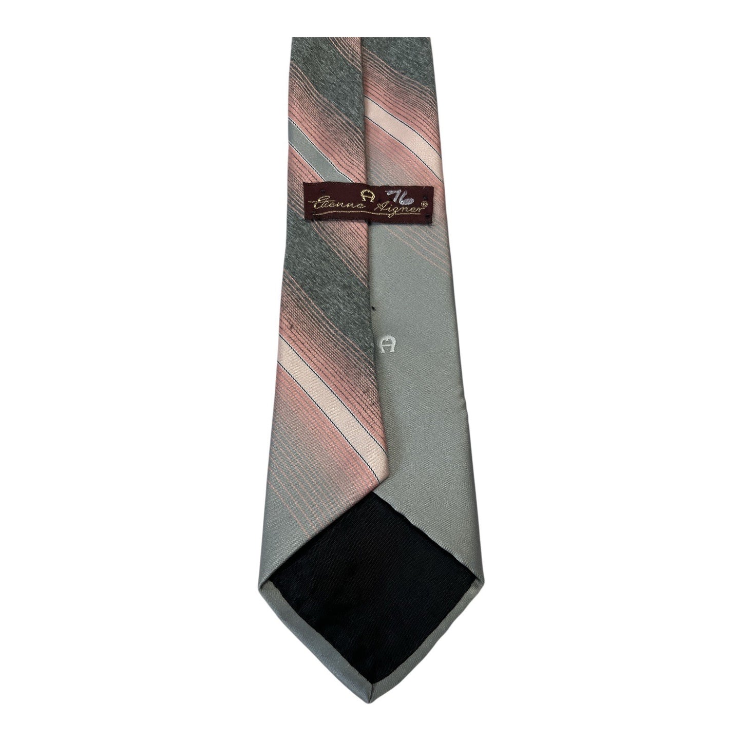 Vtg Etienne Aigner Men’s Tie – 1976 Gray Red Striped Necktie, 55” Long