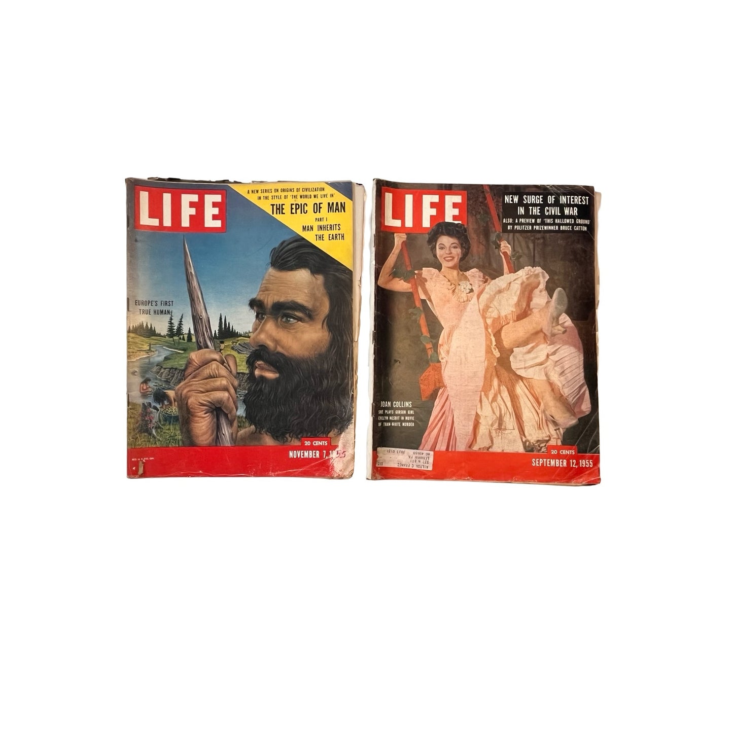 Vintage Life Magazine Lot 1955 Epic of Man Mid Century Ads Sept 12 Nov 7 Coca Cola Marlboro