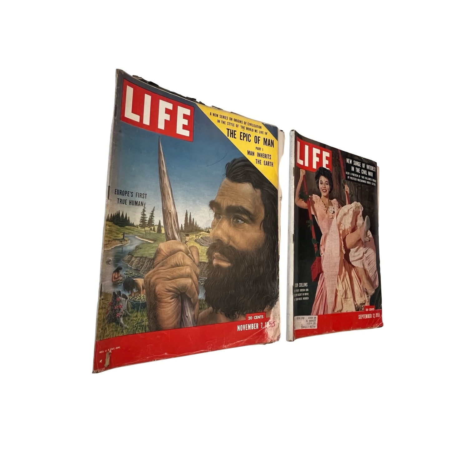 Vintage Life Magazine Lot 1955 Epic of Man Mid Century Ads Sept 12 Nov 7 Coca Cola Marlboro
