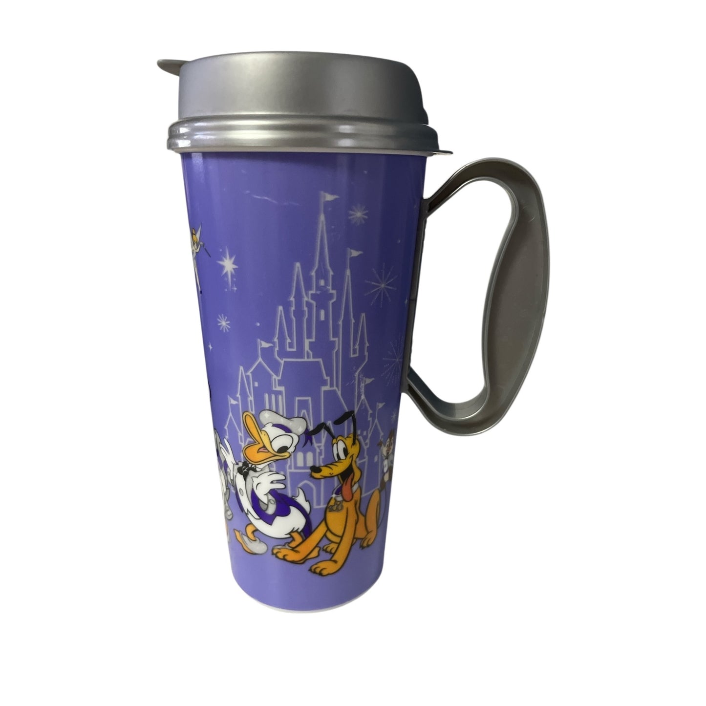 Disney World 100 Years of Wonder Travel Mug Mickey Minnie Goofy Purple
