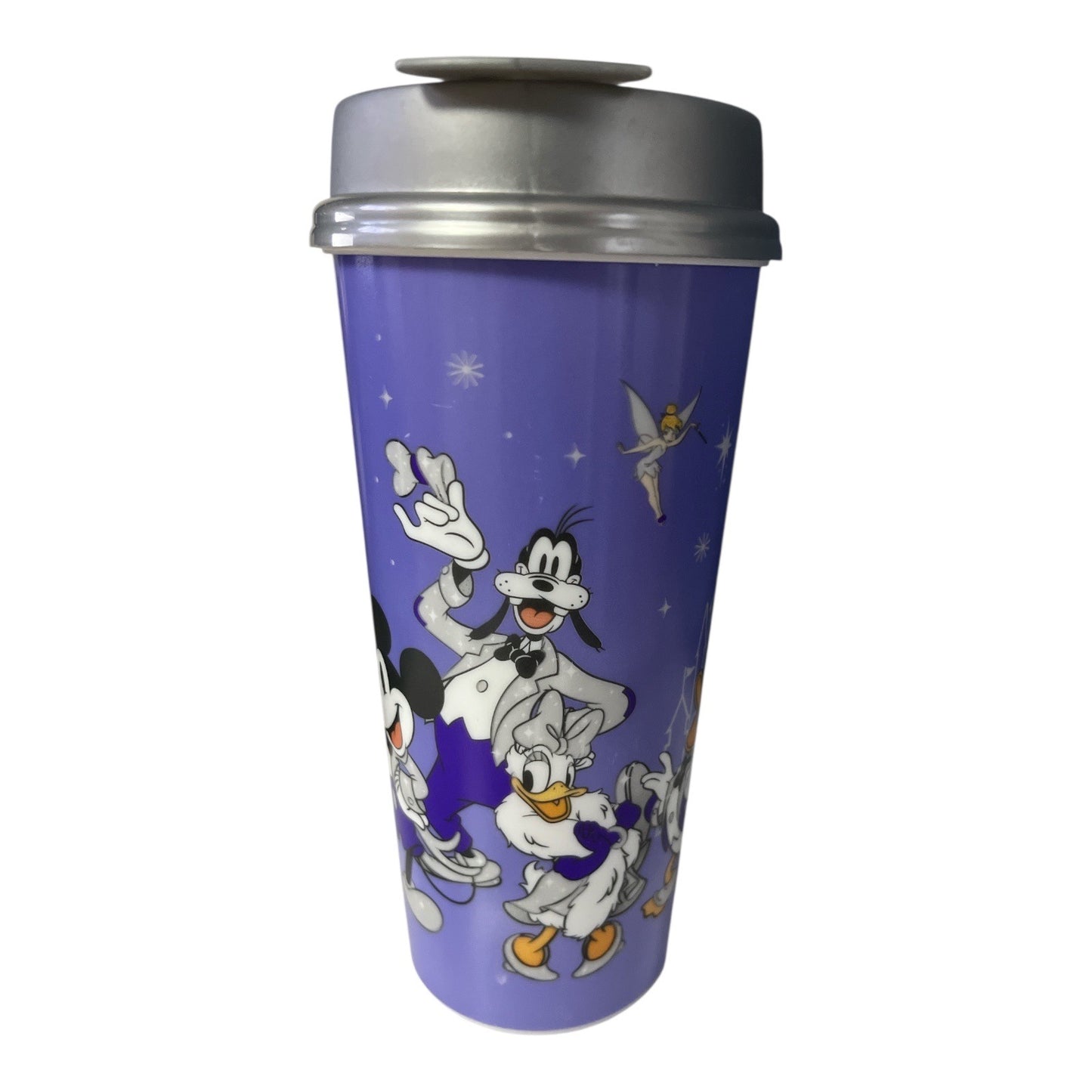 Disney World 100 Years of Wonder Travel Mug Mickey Minnie Goofy Purple