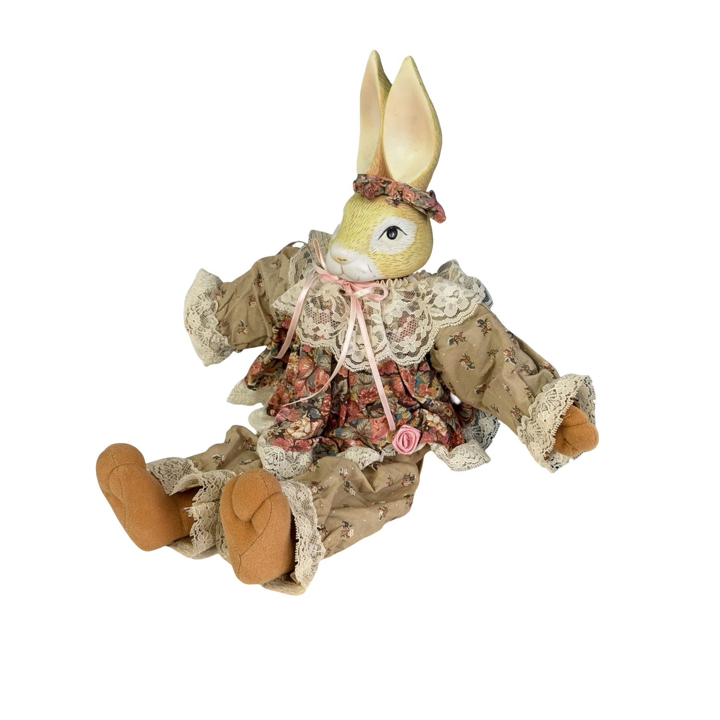 House of Lloyd Wendy Wabbit Bunny Rabbit Plush Doll Lace Floral Victorian Easter Decor 1993