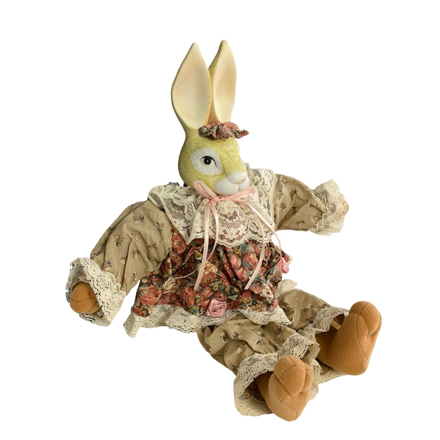 House of Lloyd Wendy Wabbit Bunny Rabbit Plush Doll Lace Floral Victorian Easter Decor 1993