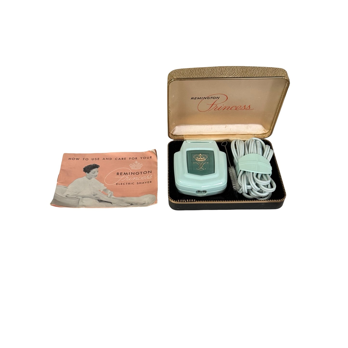 Vintage Remington Princess Electric Shaver Mint Green with Case Manual Tested Working