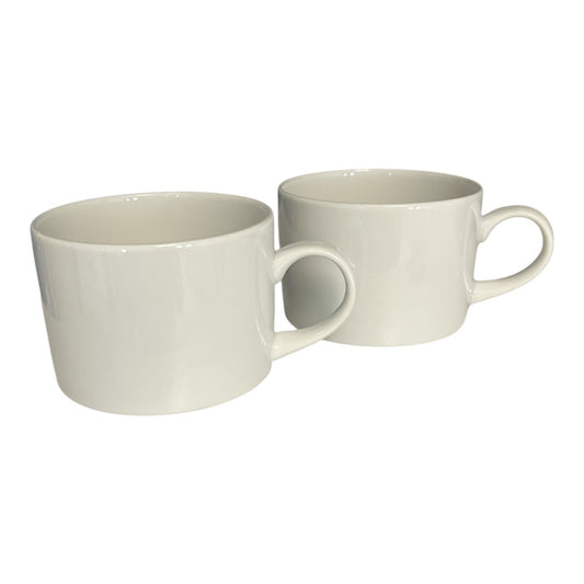 Crate & Barrel Verge White Porcelain Coffee Mugs – Set of 2 – 2010s