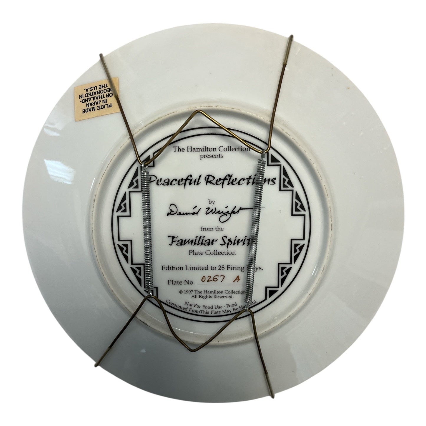 Hamilton Collection Peaceful Reflections David Wright Familiar Spirits Collector Plate 1997