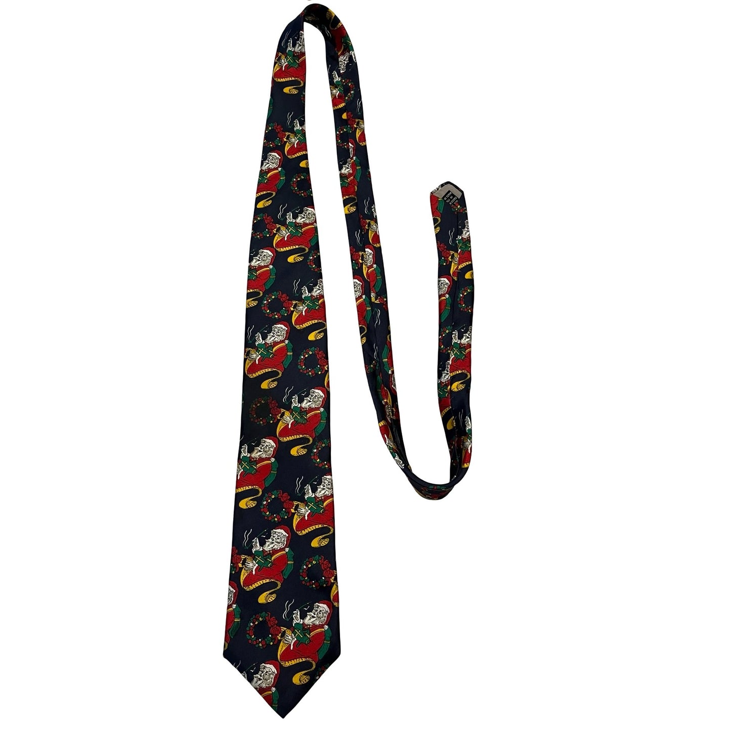 Christian Dior Monsieur Christmas Tie Santa Wreath Silk Italy USA Holiday Necktie