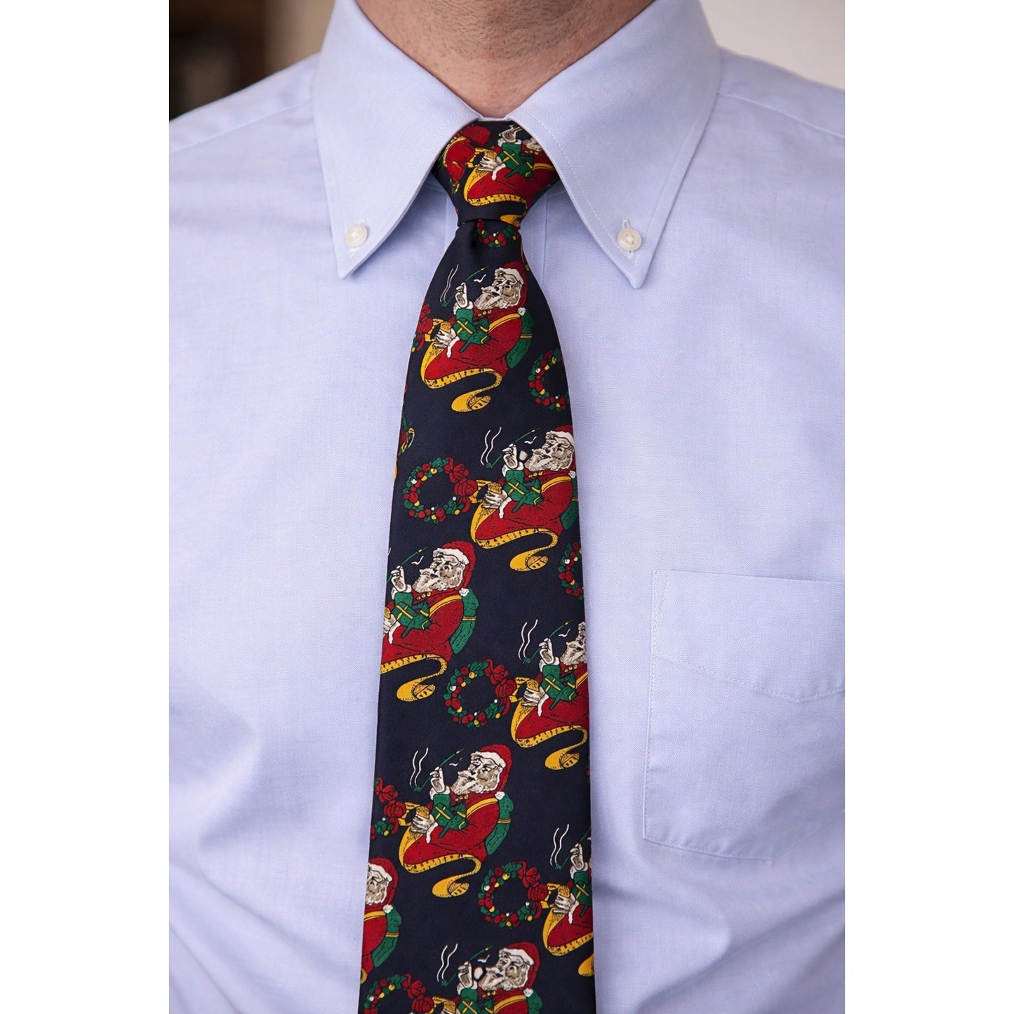 Christian Dior Monsieur Christmas Tie Santa Wreath Silk Italy USA Holiday Necktie