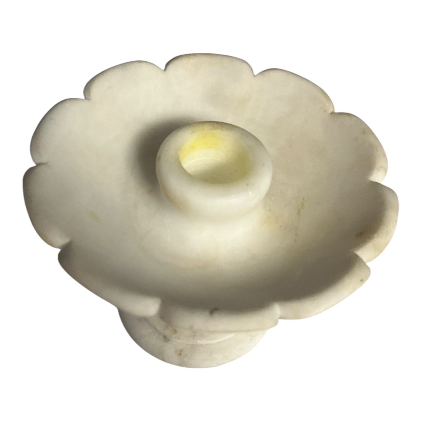 Vintage Italian Alabaster Candle Holder – Handcarved by Prof. G. Bessi – Volterra, Italy – 4.5”