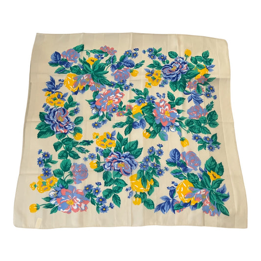 Vintage Made in Italy Floral Scarf – 29" Square – Bold Multicolor Print – RN 14750 – 100% Polyester