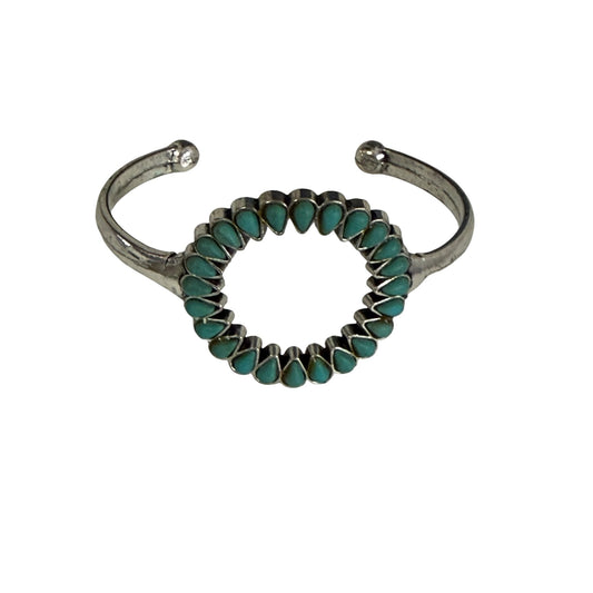 Vintage Turquoise Color Teardrop Cluster Openwork Cuff Bracelet Southwestern Style
