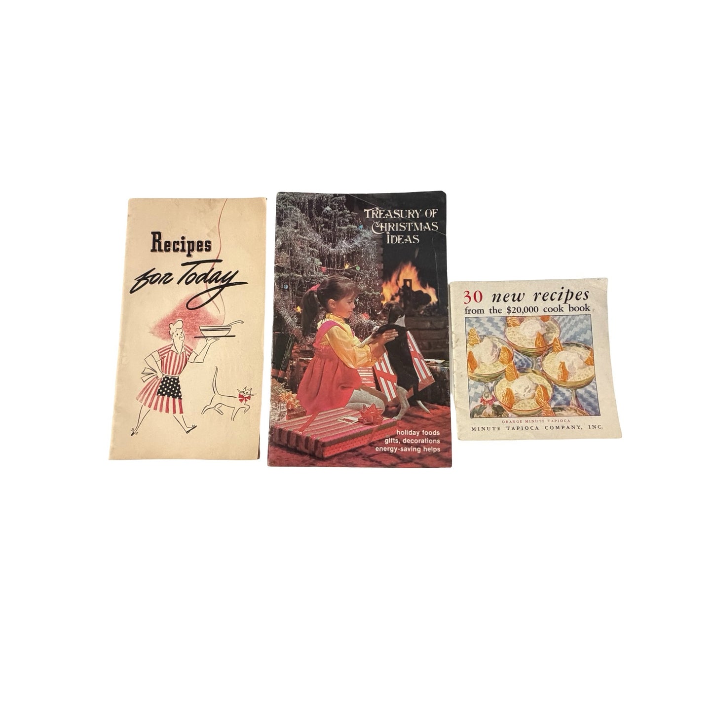 Vintage Recipe Booklet Lot of 3 Mid Century Cookbooks Christmas Recipes Minute Tapioca Ephemera