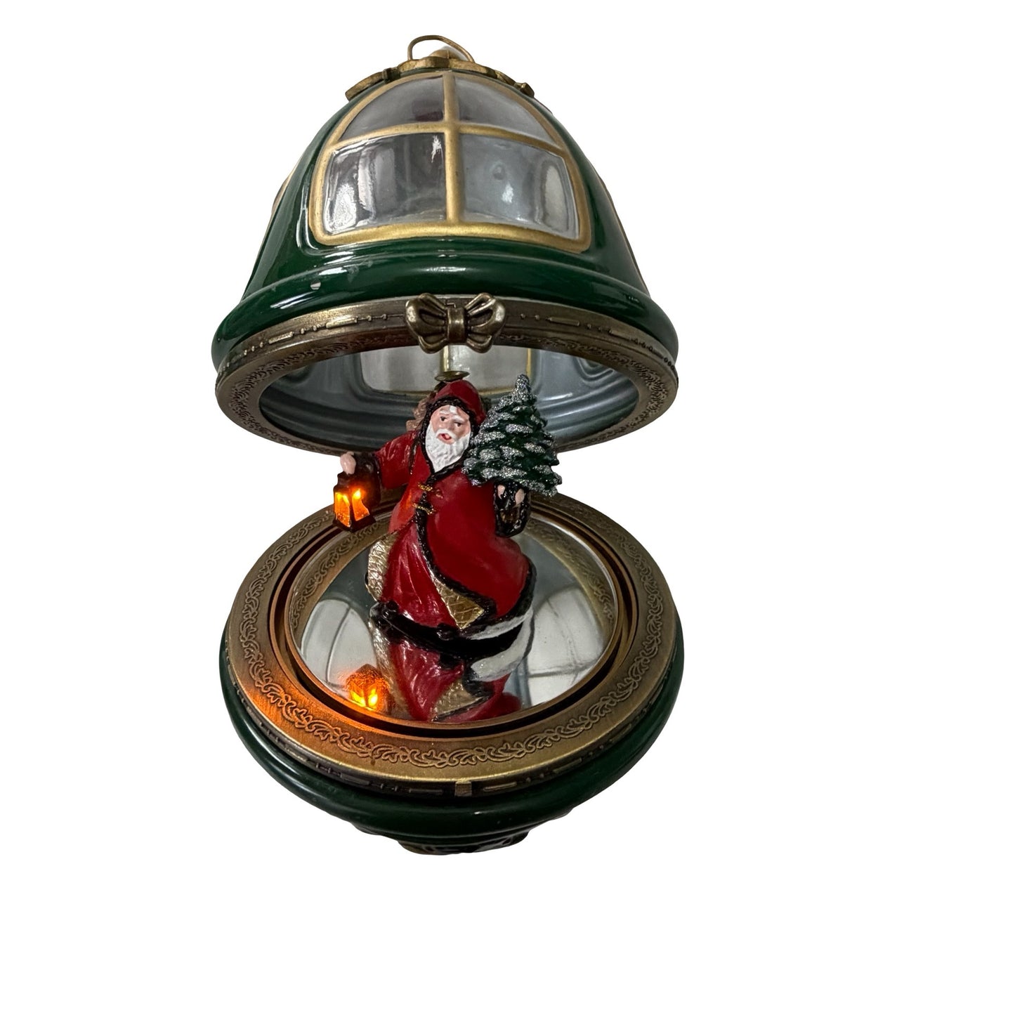 Vintage Mr. Christmas Animated Musical Santa Heirloom Egg Ornament Rotating Lighted