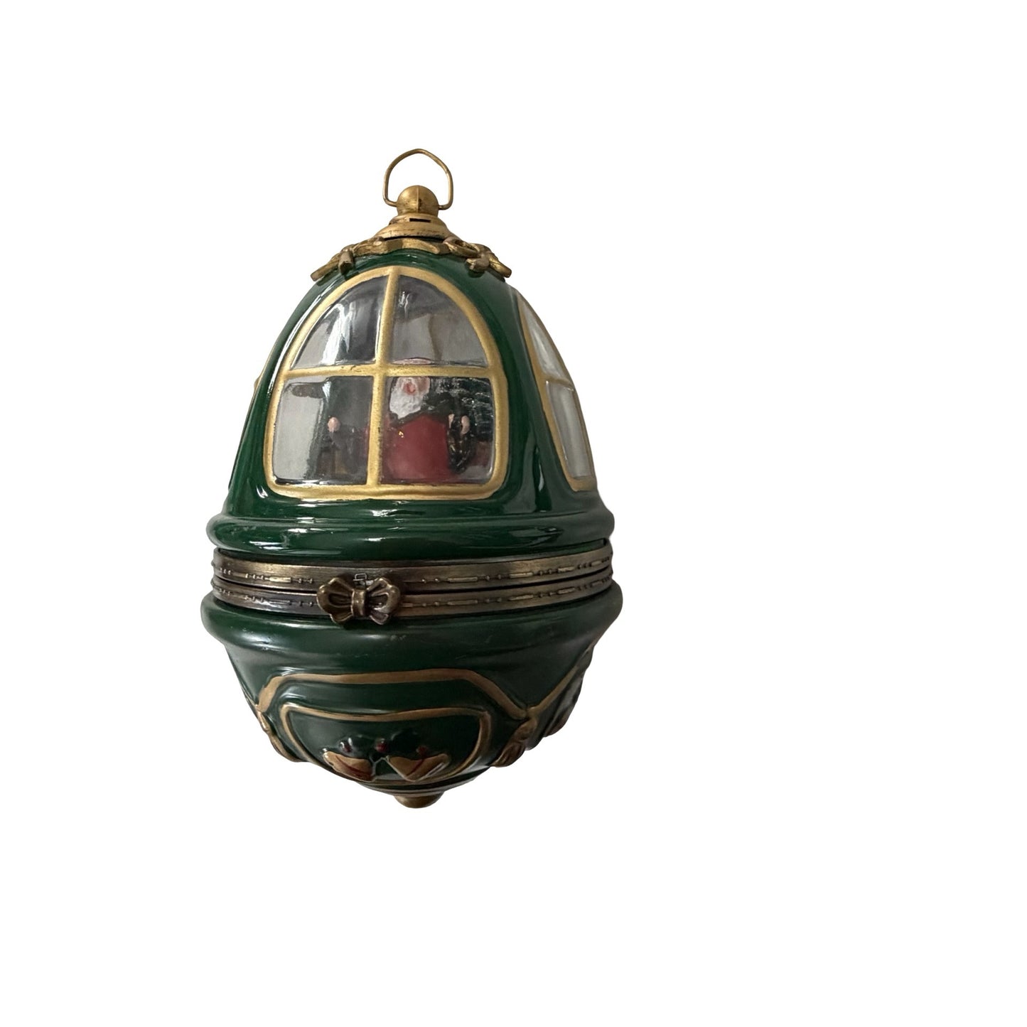 Vintage Mr. Christmas Animated Musical Santa Heirloom Egg Ornament Rotating Lighted