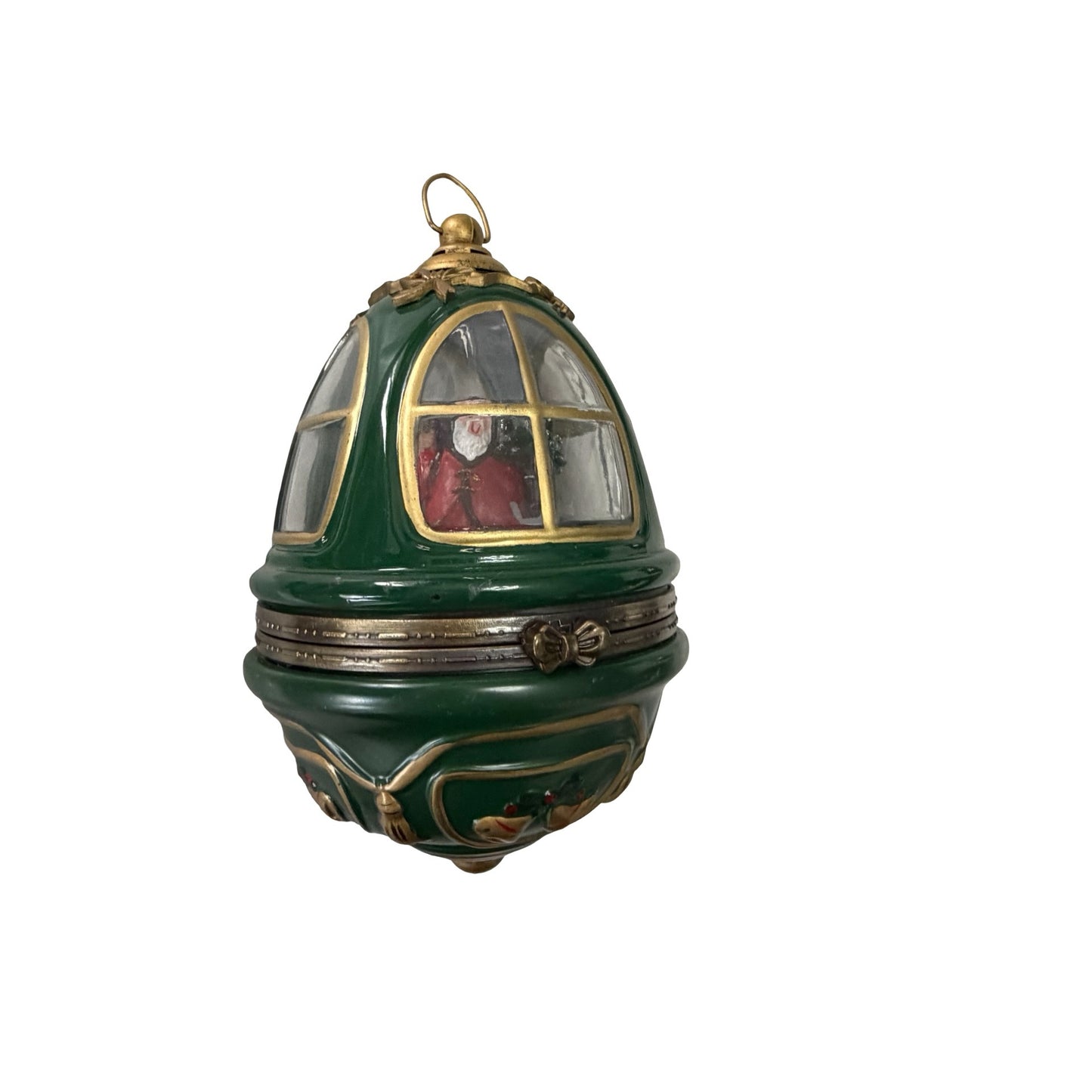 Vintage Mr. Christmas Animated Musical Santa Heirloom Egg Ornament Rotating Lighted