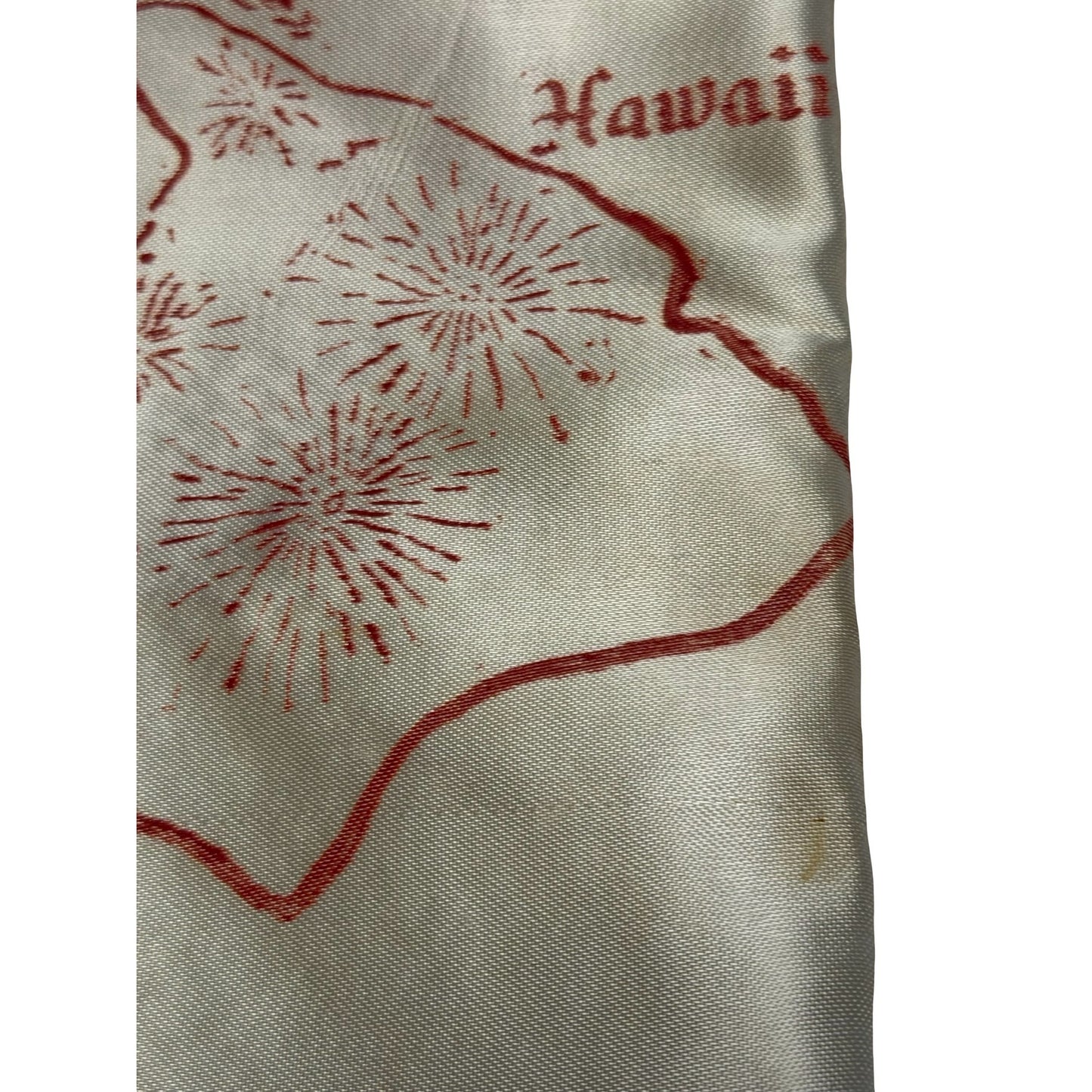 Vintage Aloha From Hawaiian Islands Satin Souvenir Scarf Hawaii Map Hula Girls