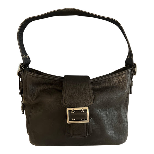 Banana Republic Black Leather Shoulder Bag – Buckle Flap Style – 2010s