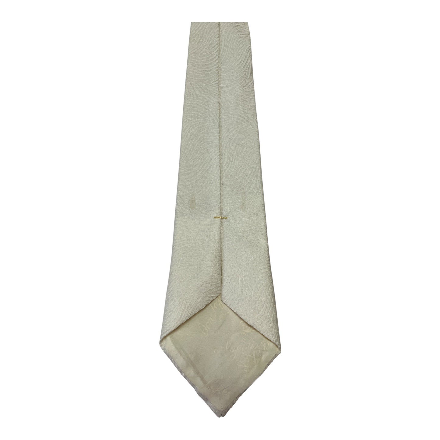 Vintage 1960s–70s Gimbels White Jacquard Wide Tie 55x4 w/ Embroidered Crest