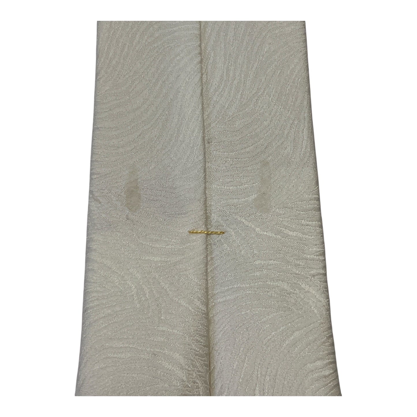 Vintage 1960s–70s Gimbels White Jacquard Wide Tie 55x4 w/ Embroidered Crest