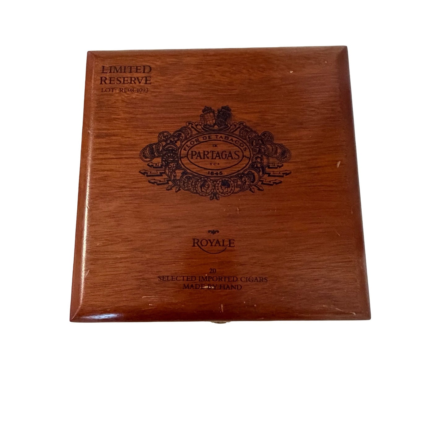 Vintage Partagas Limited Reserve Royale Cigar Box Wooden Humidor Presentation Box w/ Certificate