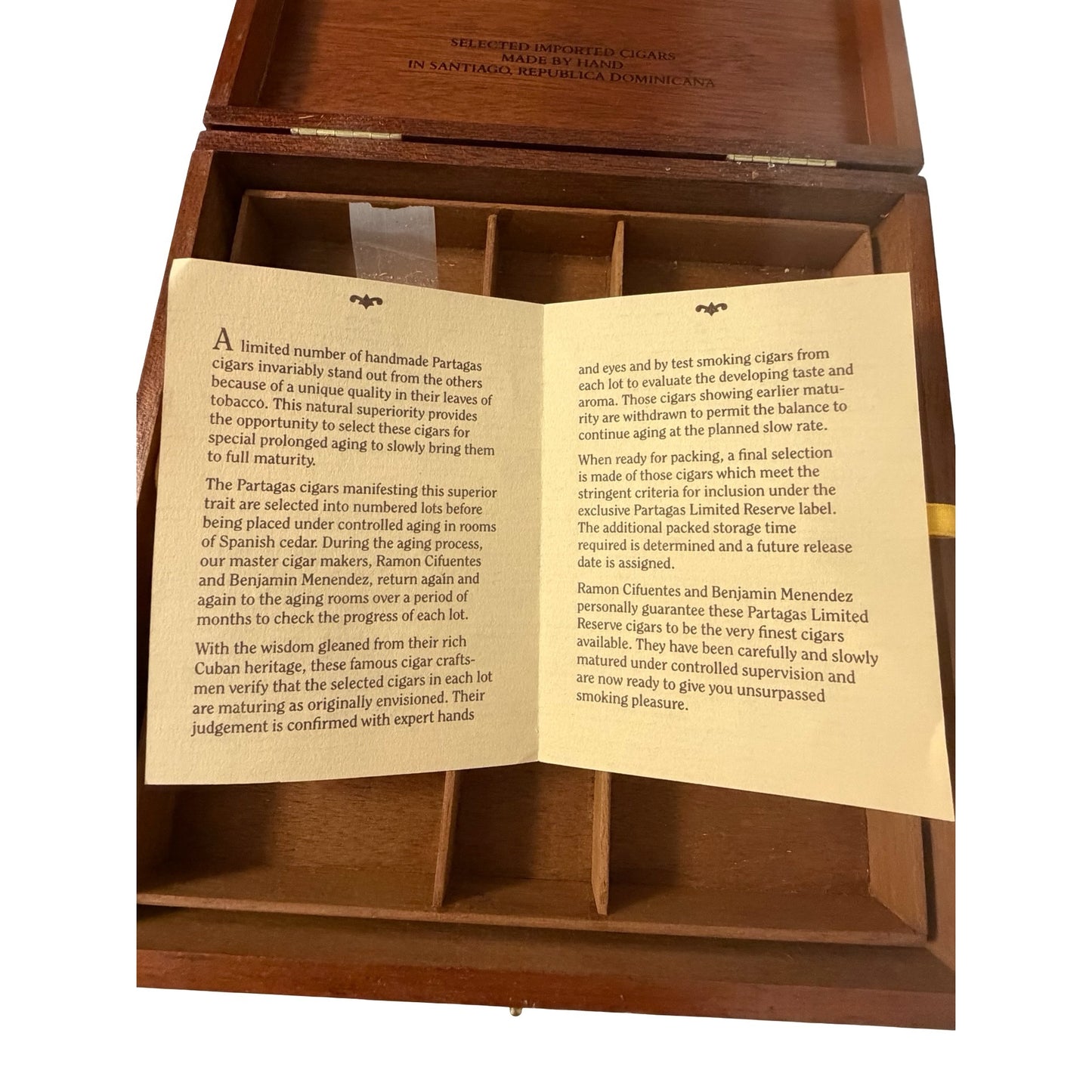Vintage Partagas Limited Reserve Royale Cigar Box Wooden Humidor Presentation Box w/ Certificate