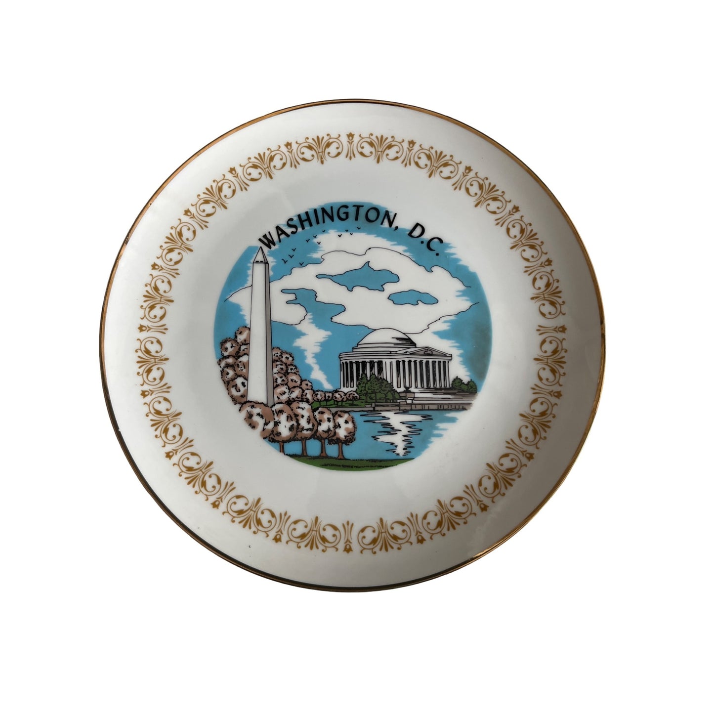 Vintage Washington D.C. Souvenir Plate Sheffield Fine China Japan Imperial Gold 10"