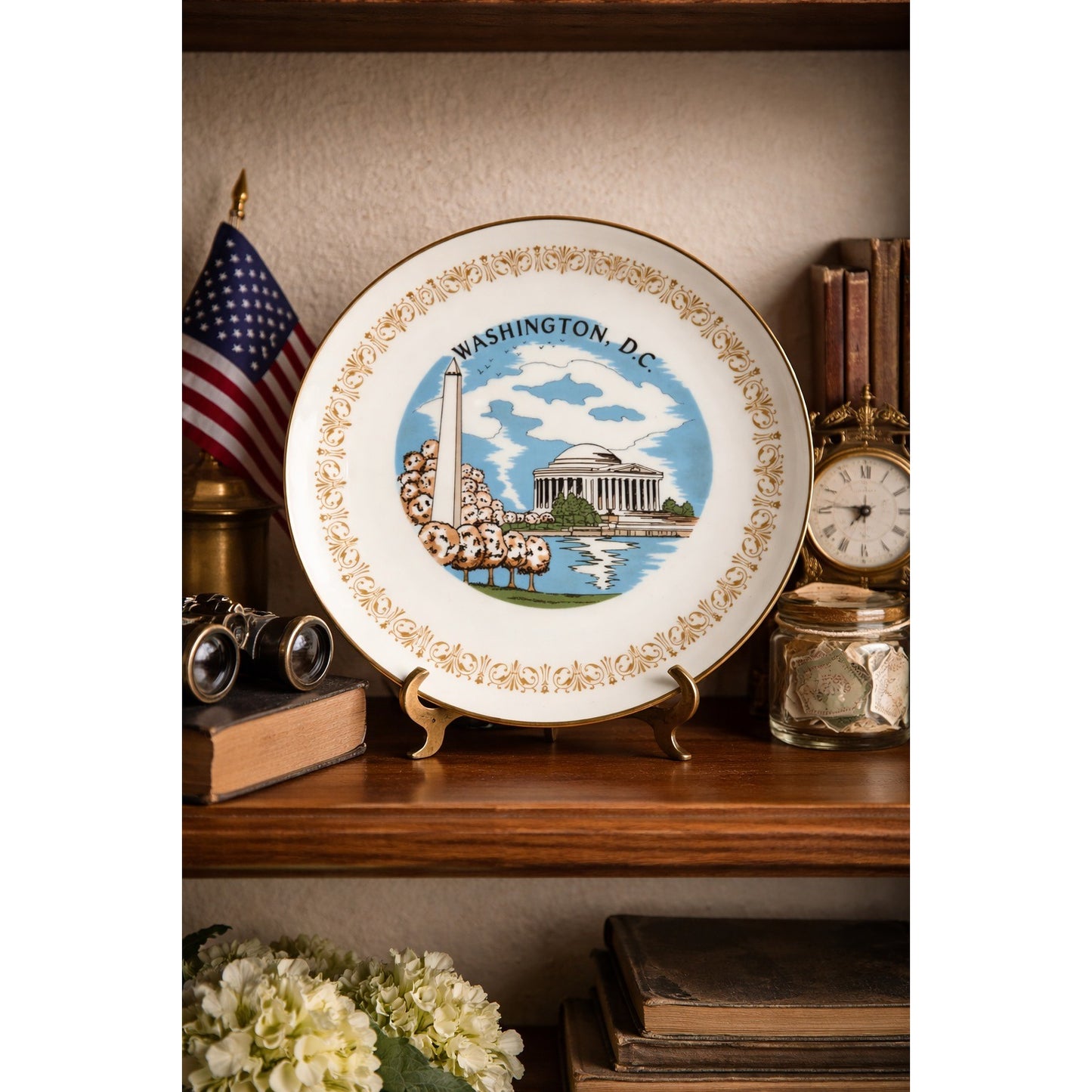 Vintage Washington D.C. Souvenir Plate Sheffield Fine China Japan Imperial Gold 10"