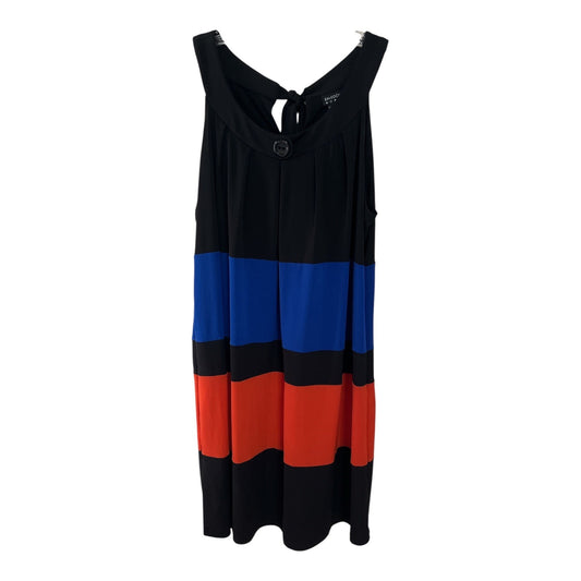 En Focus Women Plus Size 18W Sleeveless Colorblock Dress – Black Blue Orange – Tie Back