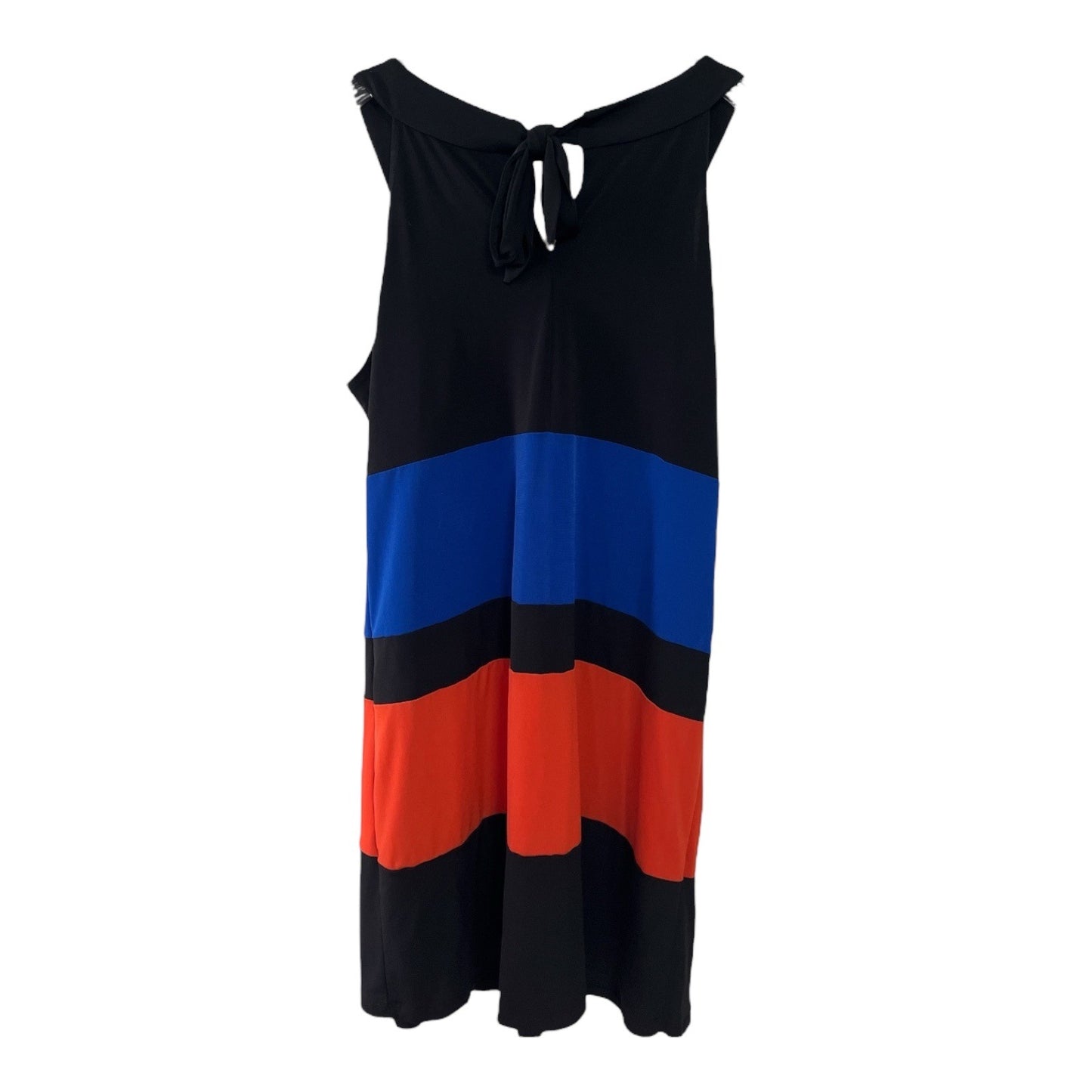 En Focus Women Plus Size 18W Sleeveless Colorblock Dress – Black Blue Orange – Tie Back