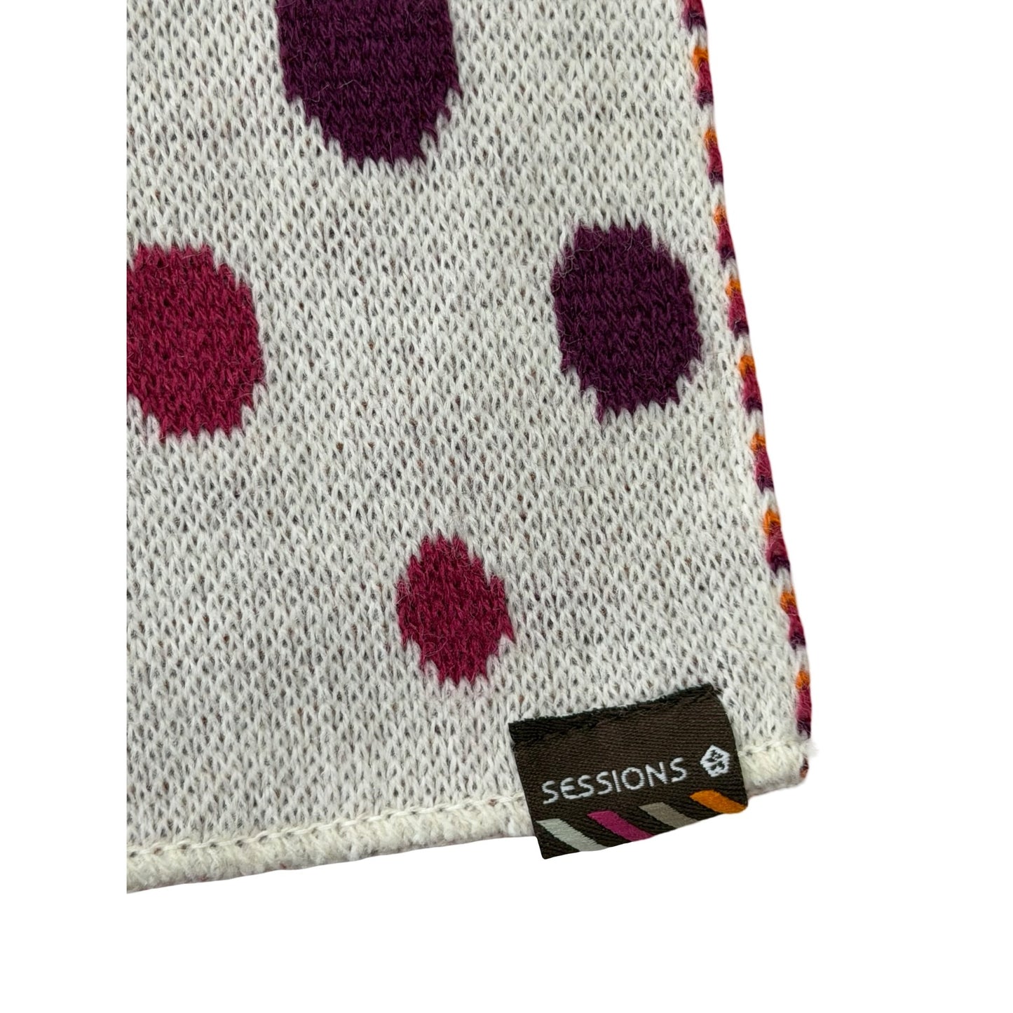Sessions Y2K Polka Dot Knit Scarf Reversible Burgundy Orange Plum 72 Inch