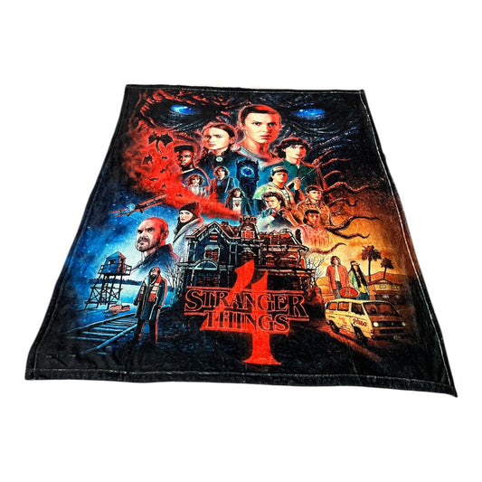 Stranger Things Season 4 Fleece Blanket – 2023 Netflix – Soft Throw with Character Collage – 50" x 60"