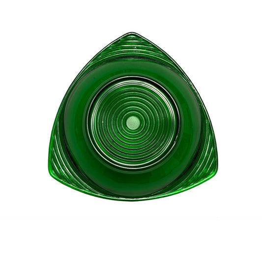Vintage Green Glass Bowl 6” Triangular Shape Concentric Rings Mid Century Modern