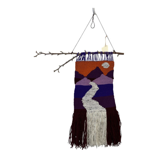 The Yarn Sculptor Woven Wall Hanging Mountain Landscape Fiber Art Textile 28x22