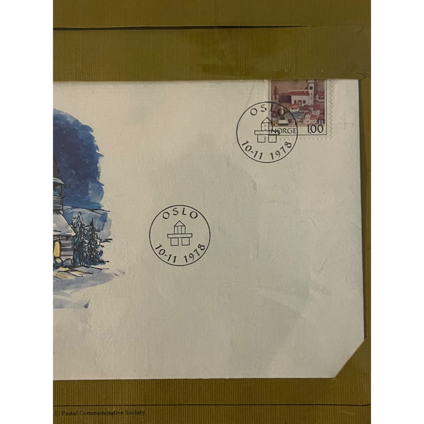 Vintage Christmas in Norway First Day Cover 1978 Oslo Stamp Holiday Cachet Sleeve