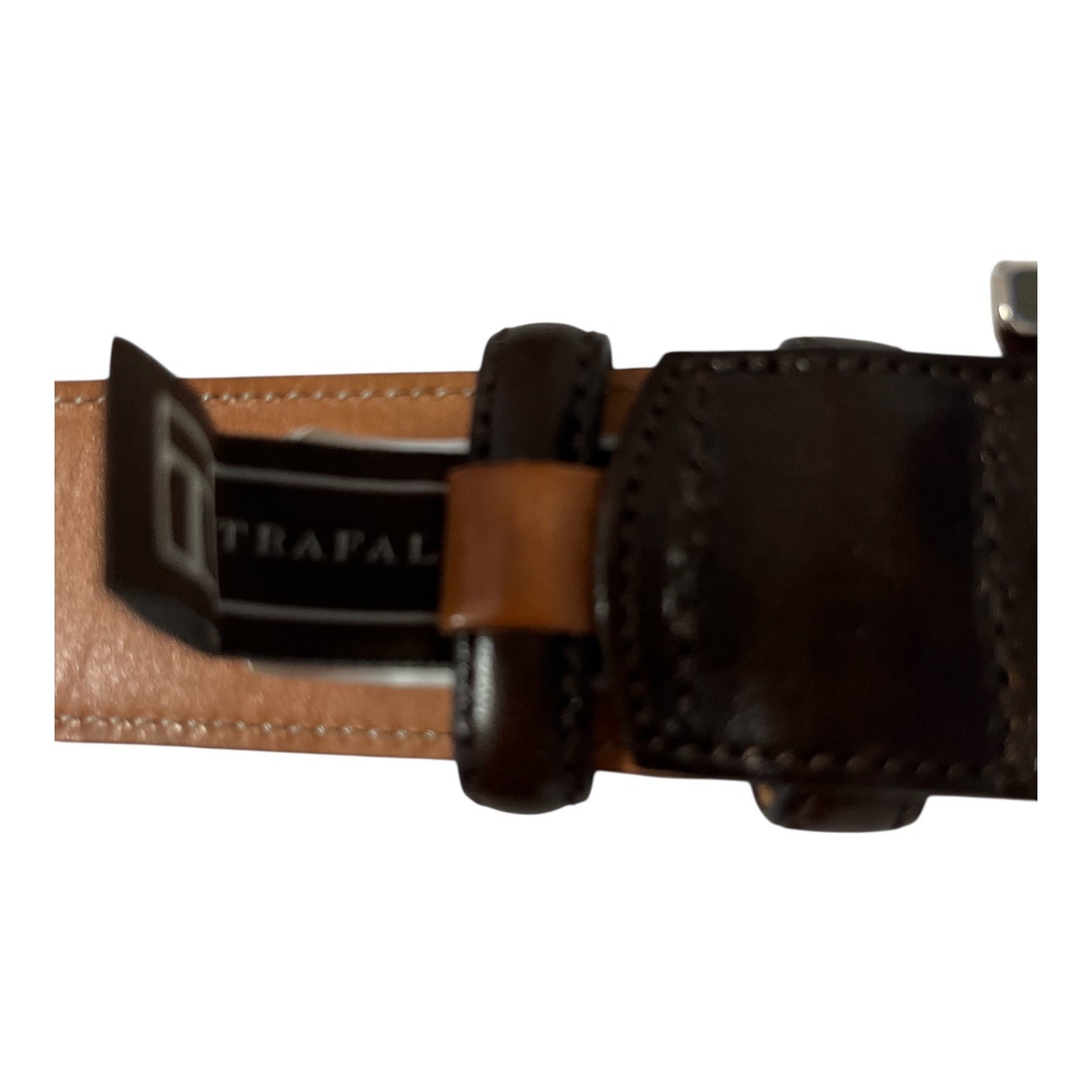 Early 2000s Trafalgar Men’s Size 38 Easton Cortina Leather Belt – Dark Brown – Hand Polished Made in USA