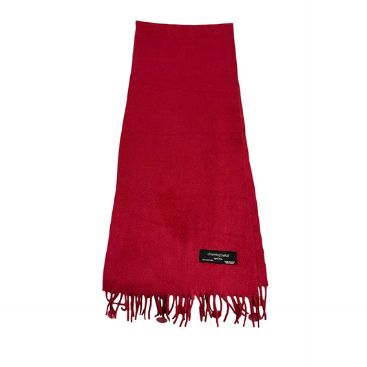 Charming Charlie Red 100% Wool Scarf Fringe Winter Wrap 60x12