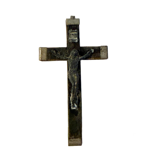 Vintage Italian Crucifix Cross Pendant Jesus INRI Religious Catholic Italy