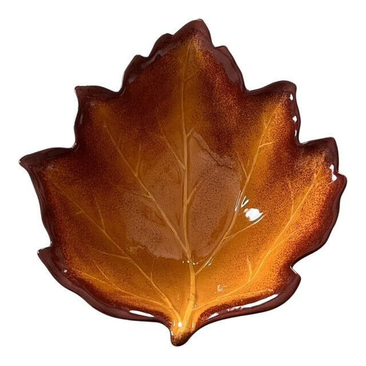 Better Homes & Gardens Autumn Leaf Bowl – Glazed Ceramic Maple Leaf Dish – Fall Harvest Decor – Brown & Amber Serveware