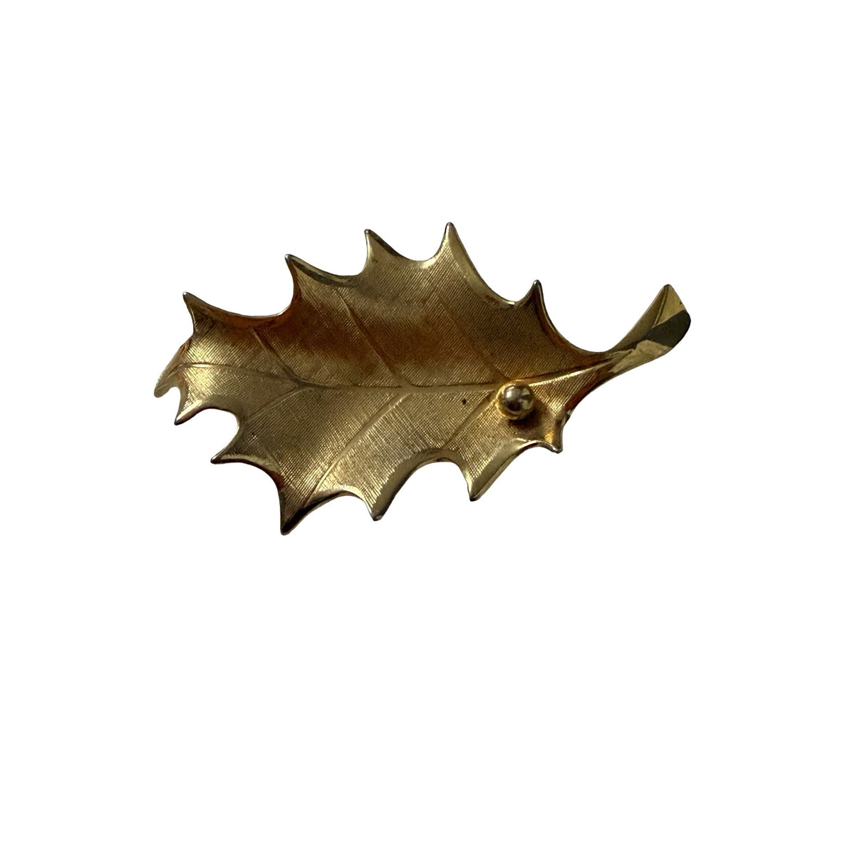 Vintage Giovanni Gold Tone Textured Oak Leaf Brooch Pin 2.5" Signed
