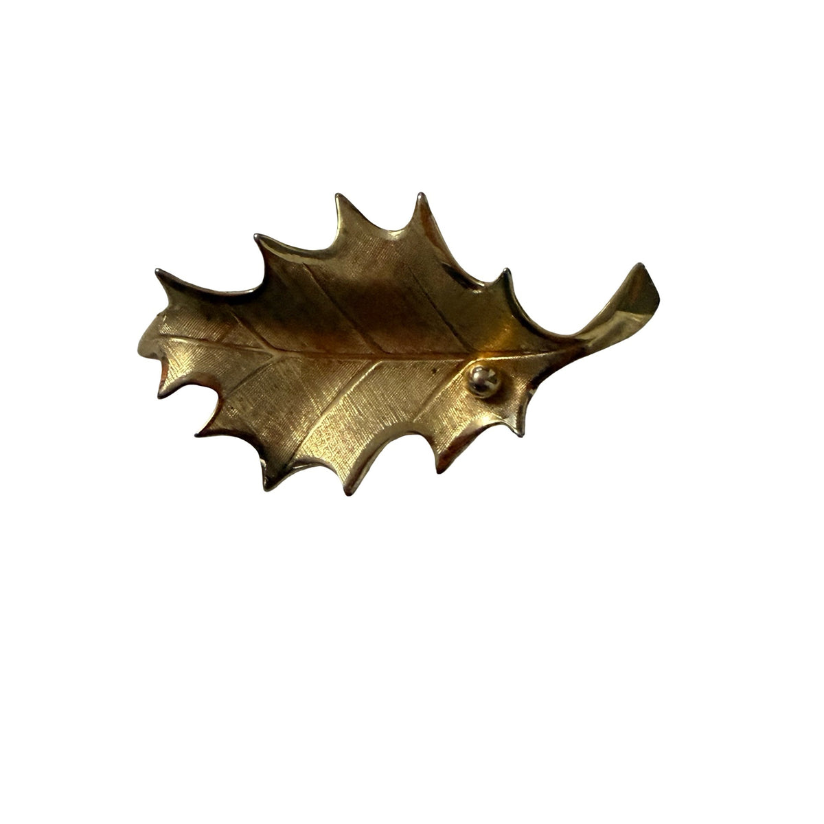Vintage Giovanni Gold Tone Textured Oak Leaf Brooch Pin 2.5" Signed