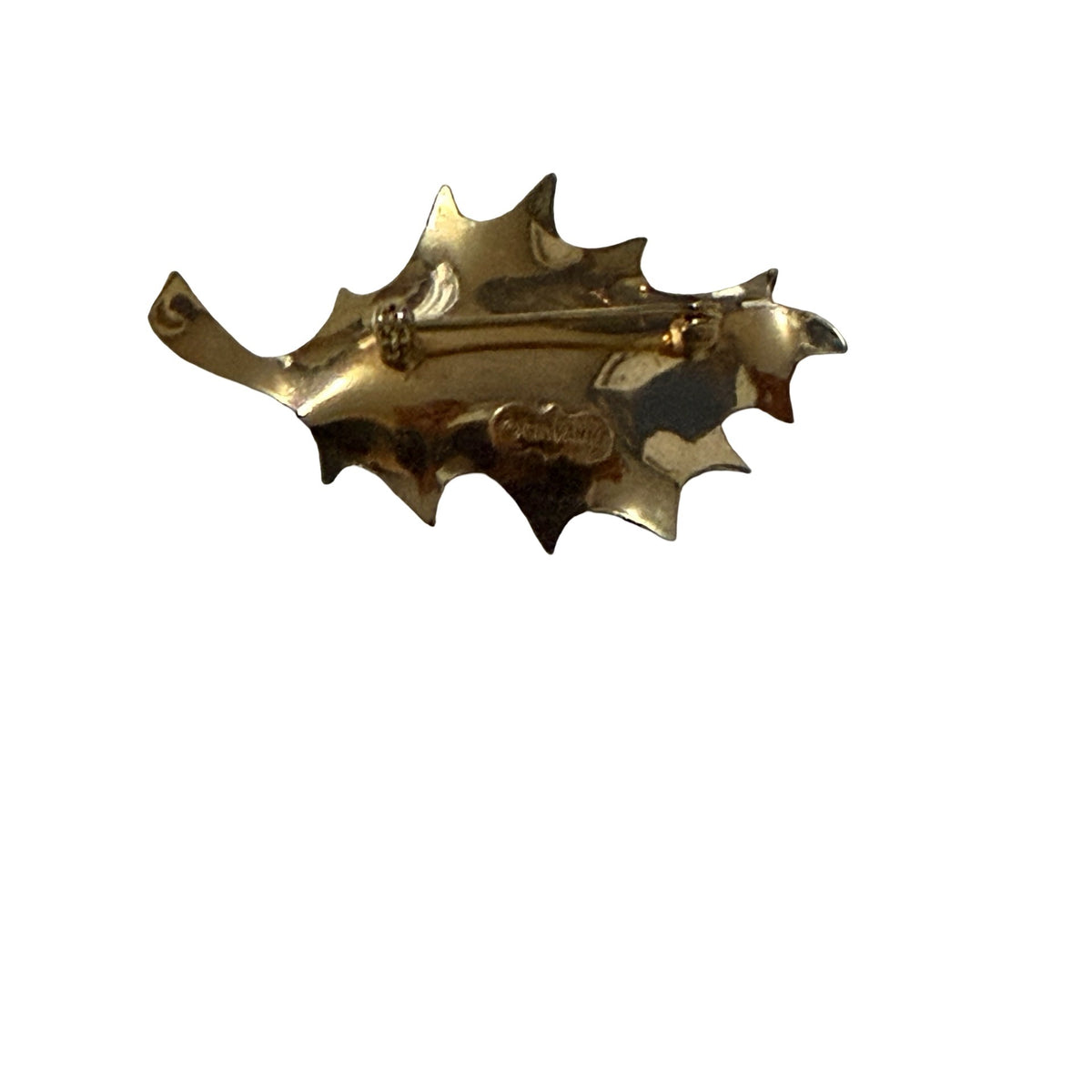 Vintage Giovanni Gold Tone Textured Oak Leaf Brooch Pin 2.5" Signed