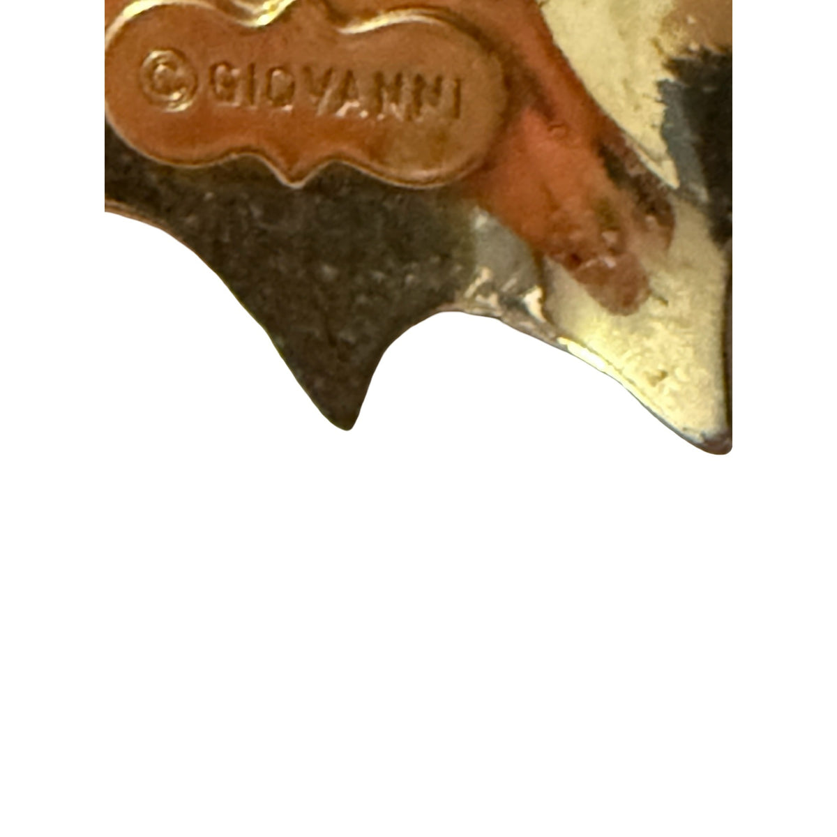 Vintage Giovanni Gold Tone Textured Oak Leaf Brooch Pin 2.5" Signed