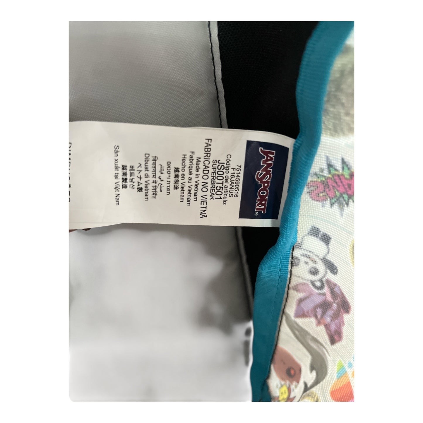 JanSport SuperBreak Backpack – Emoji Sticker Print – 15x13x9x5